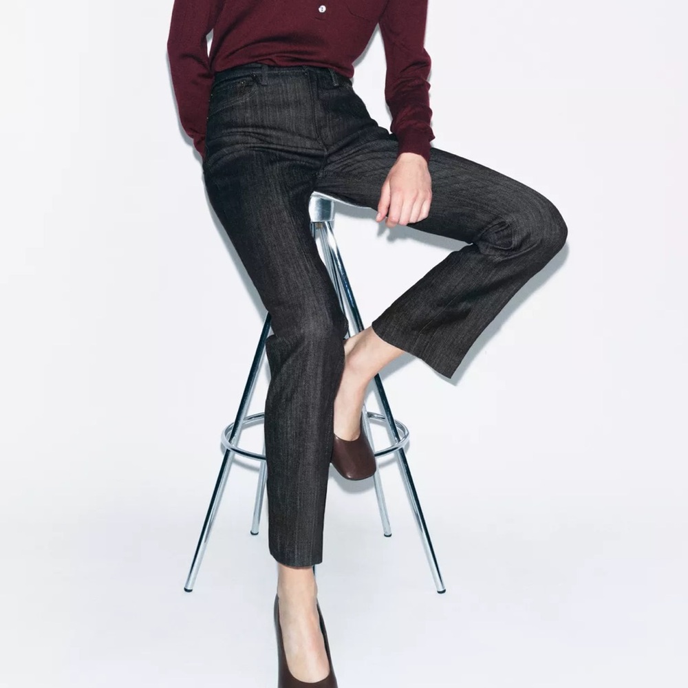 ZARA High Rise Bootcut Cropped Jeans
